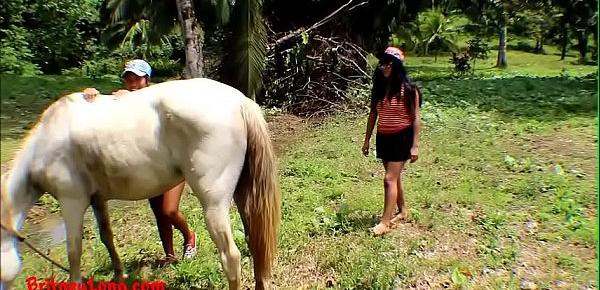 Real amateur teens heather deep and girlfriend LOVE HORSE COCK